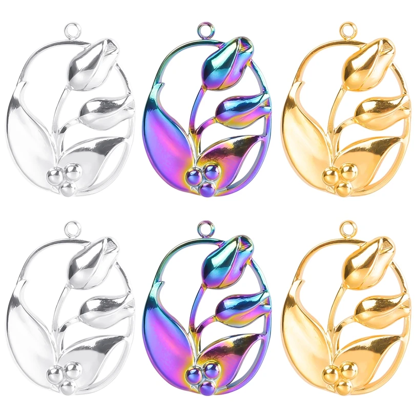 5Pcs Vintage Tulip Bloom Charm Pendants Stainless Steel Diy Jewelry Making Necklace/Earrings For Women Accessories colgantes
5Pcs Vintage Tulip Bloom Charm Pendants Stainless Steel Diy Jewelry Making Necklace/Earrings For Women Accessories colgantes