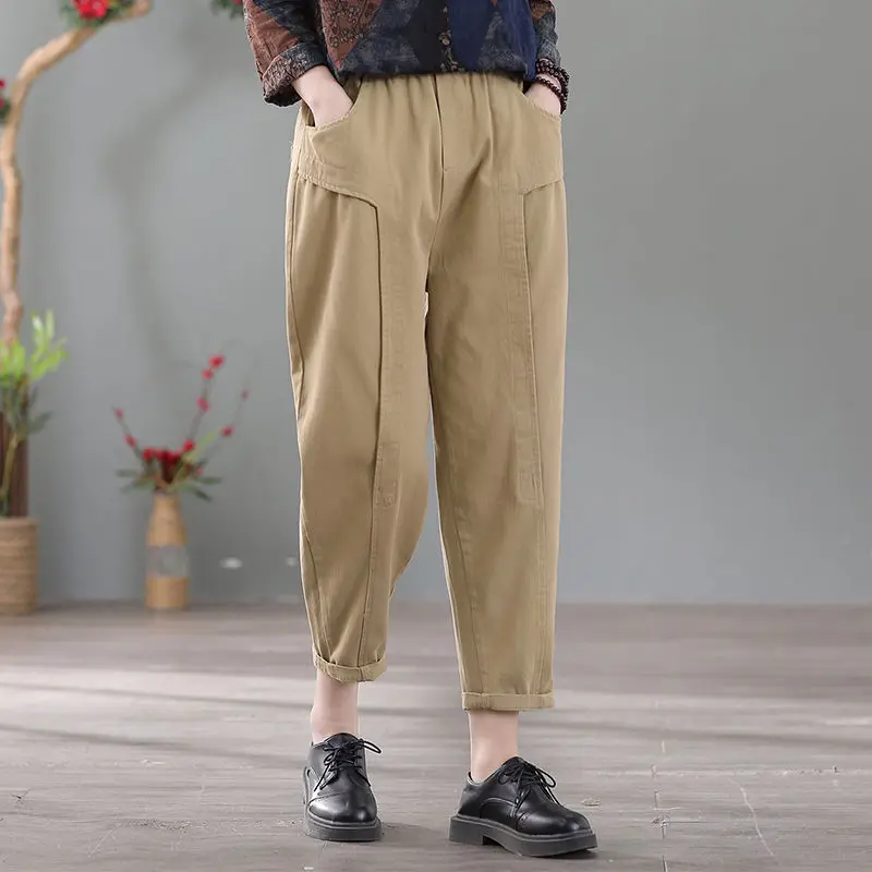 2022 Spring New Solid Color Harlan Small Foot Work Clothes Casual Pants Loose And Thin Elastic Waist Capri Women's Pants
2022 Spring New Solid Color Harlan Small Foot Work Clothes Casual Pants Loose And Thin Elastic Waist Capri Women's Pants