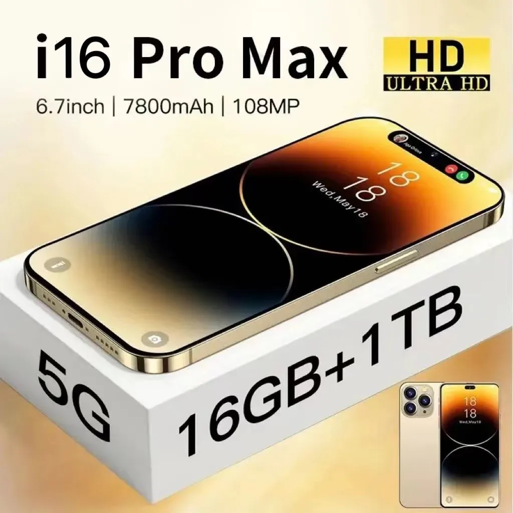 Brand New i16 Pro Max Smartphone 6.7 inch Full Screen Face ID 16GB+1TB Mobile Phones Global Version 4G 5G Android 13 Cell Phone
Brand New i16 Pro Max Smartphone 6.7 inch Full Screen Face ID 16GB+1TB Mobile Phones Global Version 4G 5G Android 13 Cell Phone