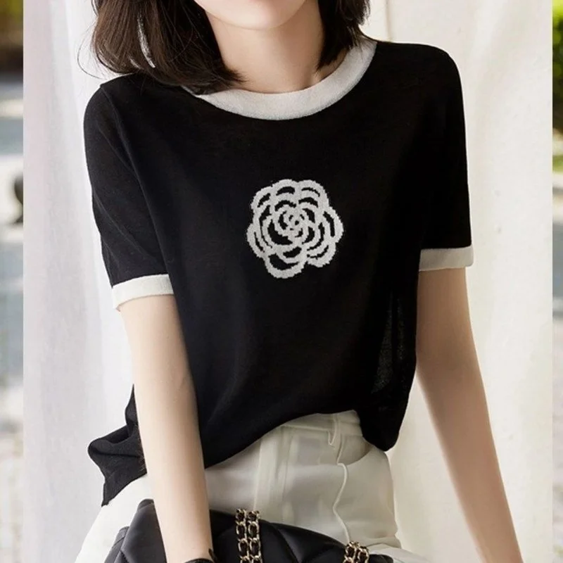 Knitted T Shirt Women Print Short Sleeve T-Shirt Korean Style Fashion Womens Clothing 2022 Summer Tops Thin Tee Shirt Femme E04
Knitted T Shirt Women Print Short Sleeve T-Shirt Korean Style Fashion Womens Clothing 2022 Summer Tops Thin Tee Shirt Femme E04