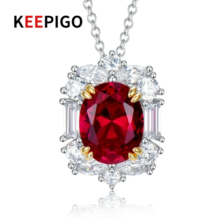 KEEPIGO S925 Стерлинговое Серебро 2ct имитация рубина Высокоуглеродистый бриллиант кулон ожерелье европейский и американский стиль изысканные ювелирные изделия
KEEPIGO S925 Стерлинговое Серебро 2ct имитация рубина Высокоуглеродистый бриллиант кулон ожерелье европейский и американский стиль изысканные ювелирные изделия