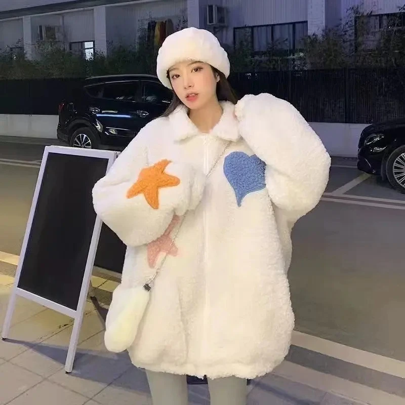 Lamb Imitation Plush Coat Womens Winter 2022 New Fashion All-match Woolen Jacket Women Long Plus velvet Thick Loose Outerwear
Lamb Imitation Plush Coat Womens Winter 2022 New Fashion All-match Woolen Jacket Women Long Plus velvet Thick Loose Outerwear