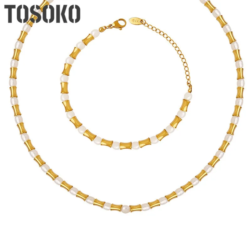 TOSOKO Stainless Steel Jewelry Exaggerated Geometry Freshwater Pearl Necklace Bracelet Women Fashion Jewelry Set BSP1278-E367
TOSOKO Stainless Steel Jewelry Exaggerated Geometry Freshwater Pearl Necklace Bracelet Women Fashion Jewelry Set BSP1278-E367