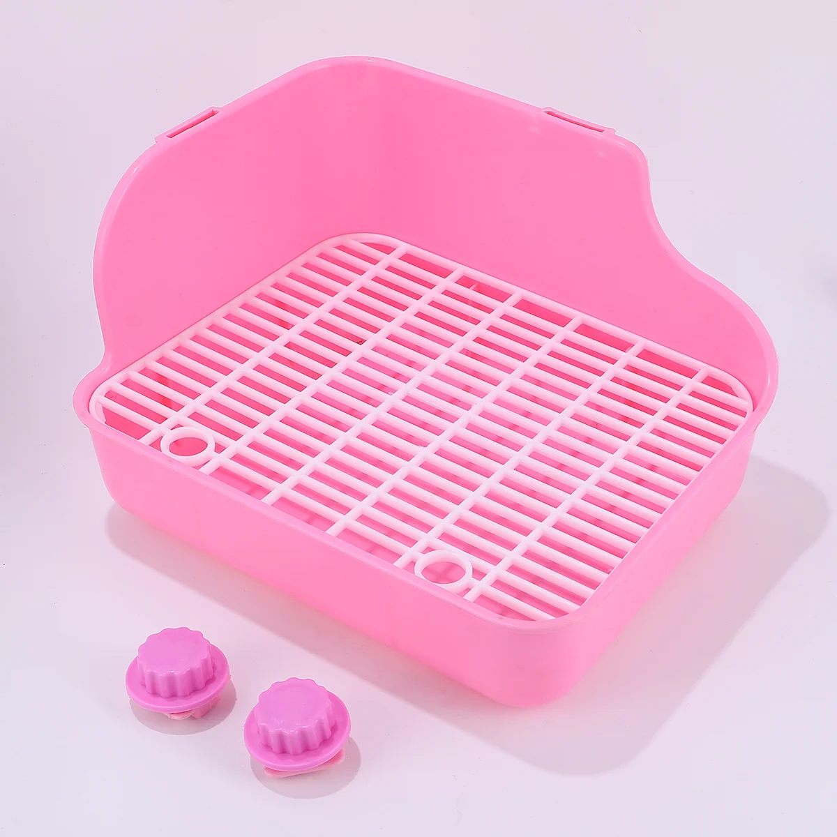 

Corner Litter Bedding Box Small Litter Pan Toilet Trainer for Rabbit Hamster Ferrets (, Random Screw Color )