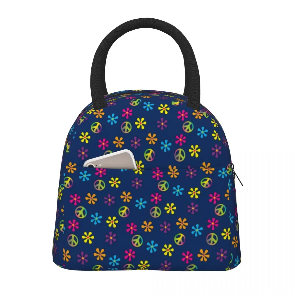 Retro 60s Lunch Bag Groovy Hippie Peace and Flower Cute Lunch Box Office Portable Cooler Bag Oxford Designer Tote Food Bags 
Retro 60s Lunch Bag Groovy Hippie Peace and Flower Cute Lunch Box Office Portable Cooler Bag Oxford Designer Tote Food Bags