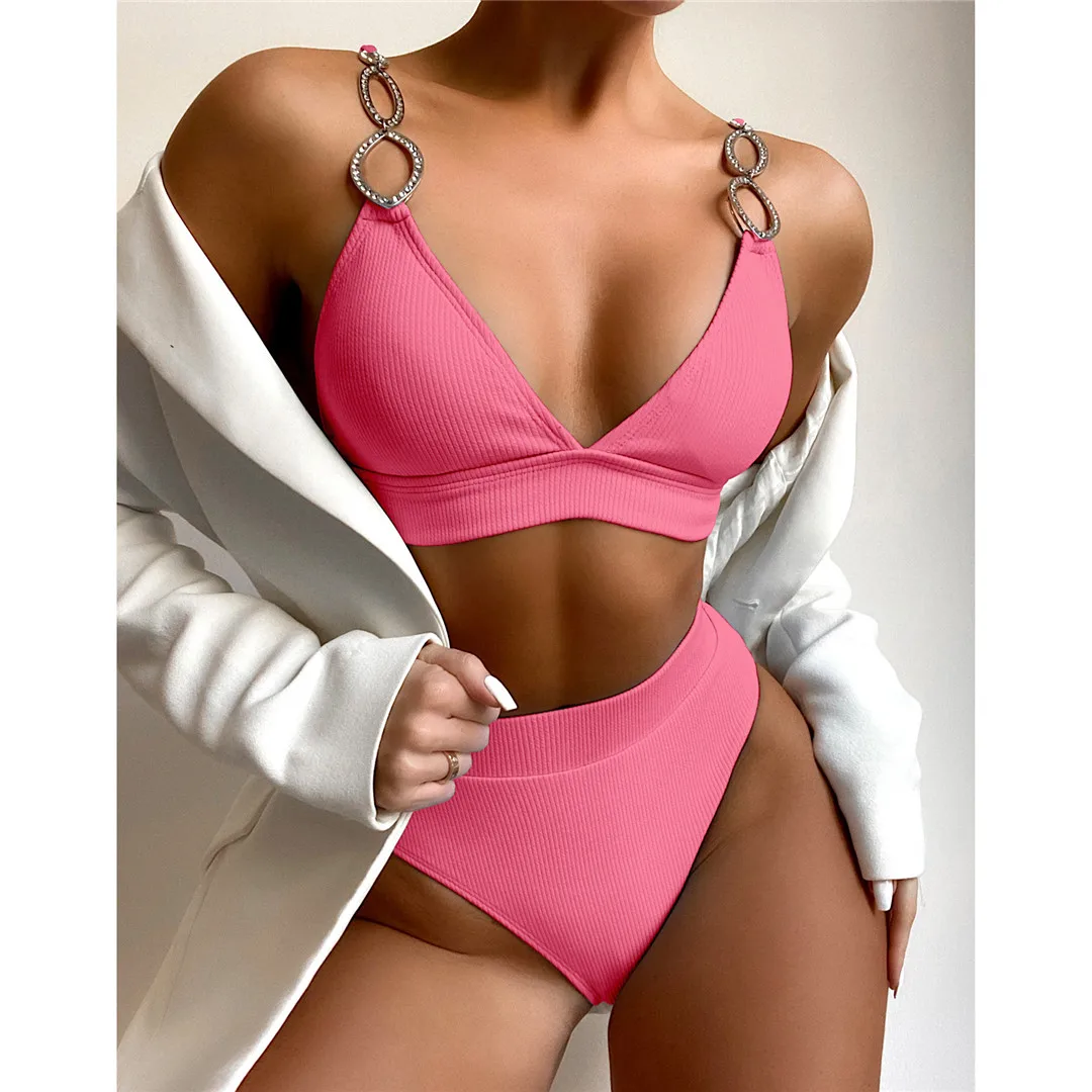 Комплект бикини Bling Стразы в рубчик с высокой талией, Однотонный женский купальный костюм, одежда для плавания с высоким вырезом, купальный ...
Комплект бикини Bling Стразы в рубчик с высокой талией, Однотонный женский купальный костюм, одежда для плавания с высоким вырезом, купальный ...