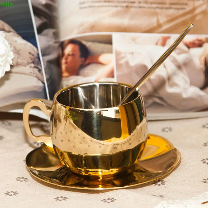 Double Layer 304 Stainless Steel Coffee Cup and saucers Gold silver espresso cups Mug teacup design tazas de cafe home Drinking
Double Layer 304 Stainless Steel Coffee Cup and saucers Gold silver espresso cups Mug teacup design tazas de cafe home Drinking