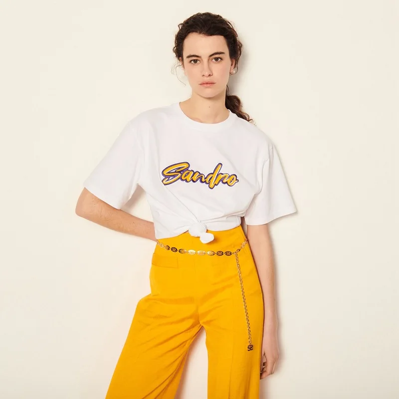 New Arrival Sandro Tshirts Embroidery Cotton Woman Tshirts Spring Summer T Shirts Tops for Women Elegant Woman Tshirts Sandro
New Arrival Sandro Tshirts Embroidery Cotton Woman Tshirts Spring Summer T Shirts Tops for Women Elegant Woman Tshirts Sandro