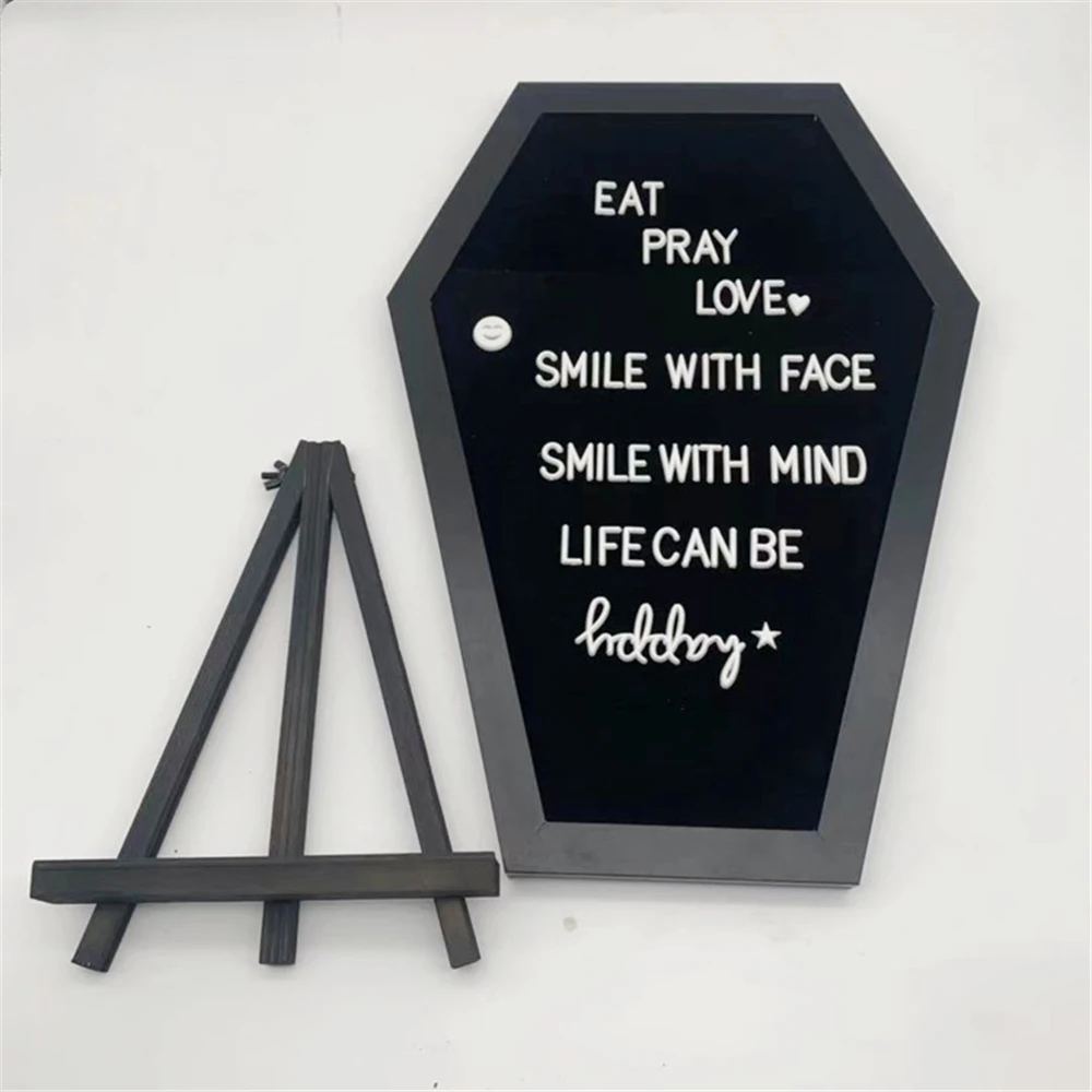 Black Felt Coffin Shaped Letter Board Gothic Decoration Message Scary And Creepy Gift With Ghost Board For Halloween Decor
Black Felt Coffin Shaped Letter Board Gothic Decoration Message Scary And Creepy Gift With Ghost Board For Halloween Decor