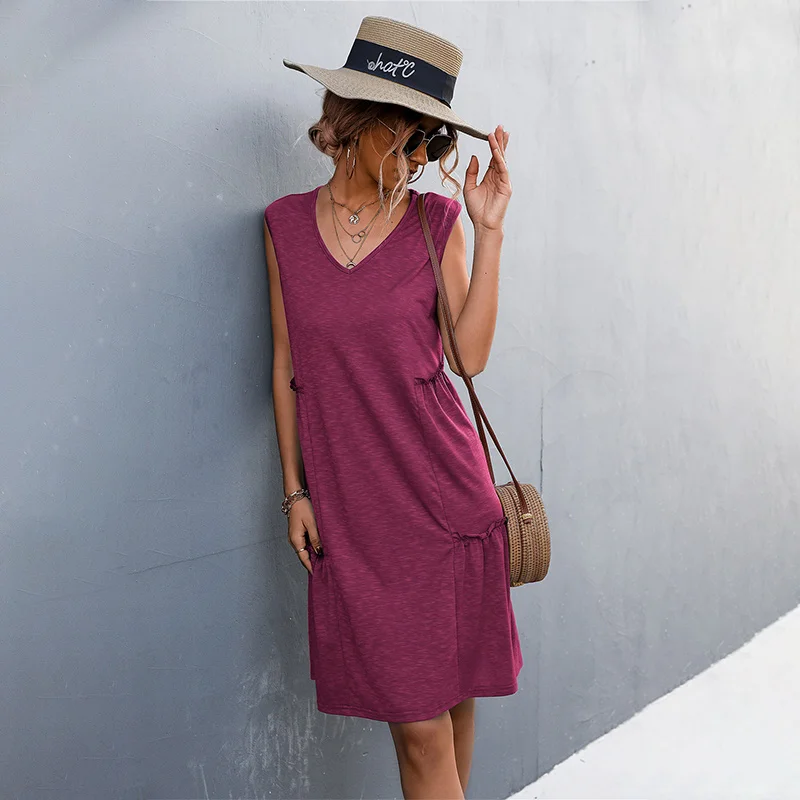 2022 Women Vest Dress Summer Sleeveless Mini Ruffle V-Neck High Waist Short Beach Vestidos,Casual Loose Strapless Cotton Street
2022 Women Vest Dress Summer Sleeveless Mini Ruffle V-Neck High Waist Short Beach Vestidos,Casual Loose Strapless Cotton Street