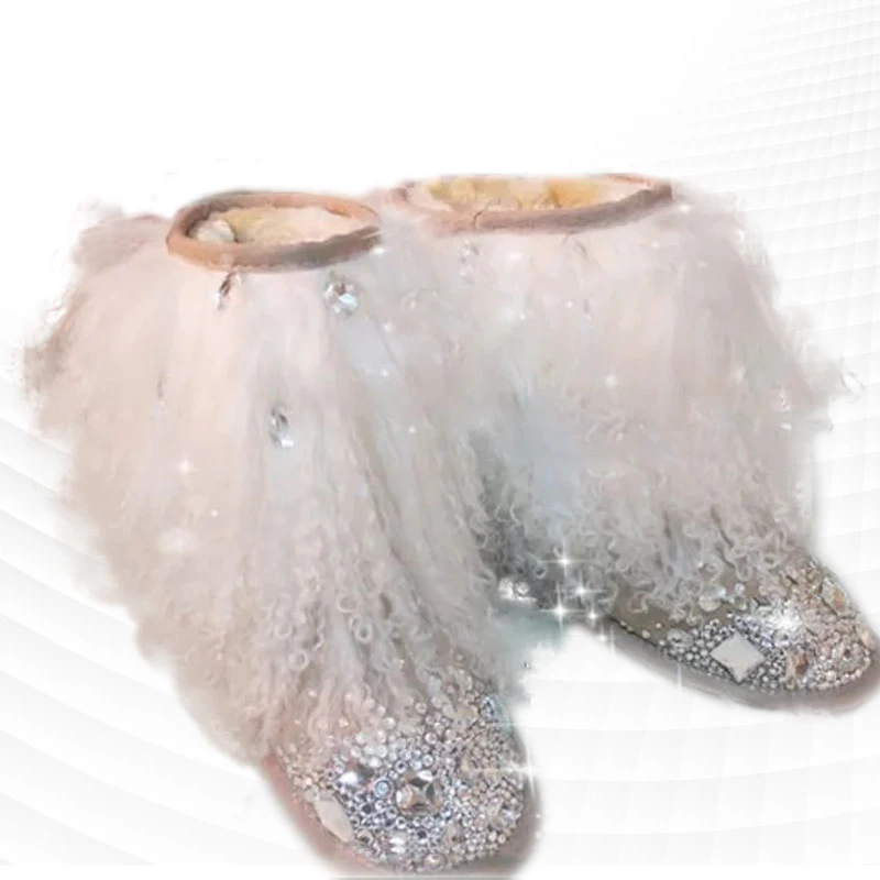 Handmade custom design sense rhinestone rabbit hair winter warm with ribbon snow boots fashion trend thickened cotton shoes wome
Handmade custom design sense rhinestone rabbit hair winter warm with ribbon snow boots fashion trend thickened cotton shoes wome
