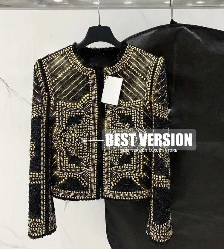 Best Version Luxury Designer coat women Heavy Industry Metal Sheet Beaded Tweed Woolen slim fits Crew Neck woman Jacket jackets
Best Version Luxury Designer coat women Heavy Industry Metal Sheet Beaded Tweed Woolen slim fits Crew Neck woman Jacket jackets