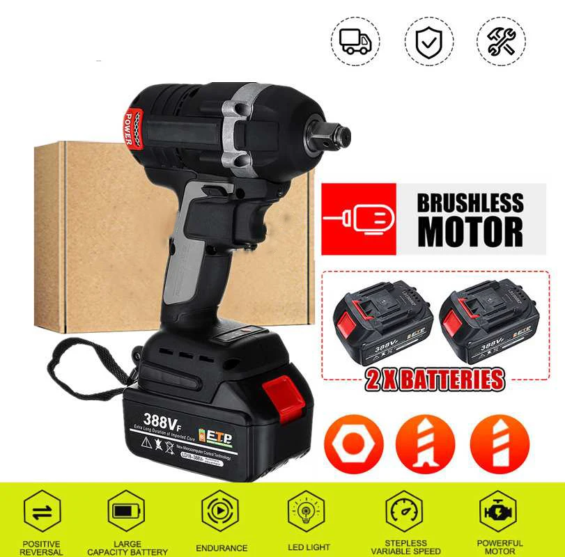 

500N.m Brushless Electric Impact Wrench 1/2 Sokect Cordless Wrench Screwdriver Power Tools Rechargeable for Makita 18V Battery