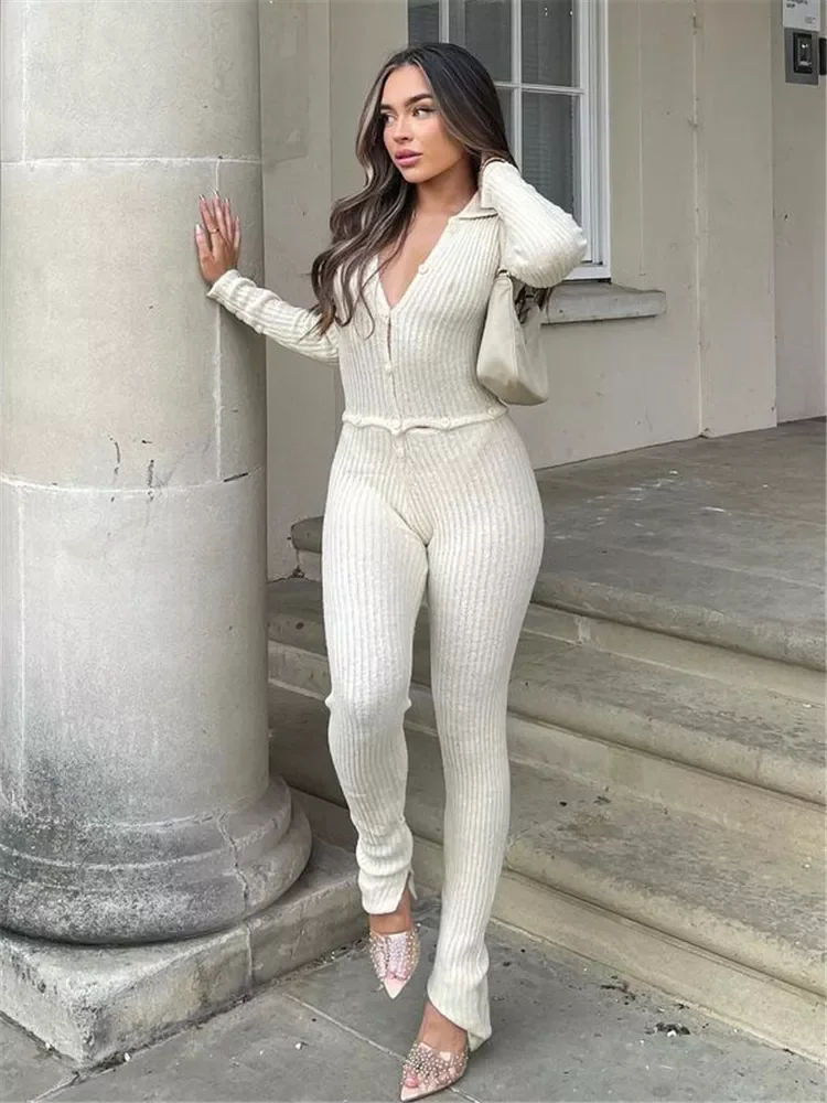 Tossy Skinny Two Piece Set Women Knit V-Neck Long Sleeve Top And Pants Female Jumpsuits 2 Piece Outfits Sexy Femme Matching Sets
Tossy Skinny Two Piece Set Women Knit V-Neck Long Sleeve Top And Pants Female Jumpsuits 2 Piece Outfits Sexy Femme Matching Sets