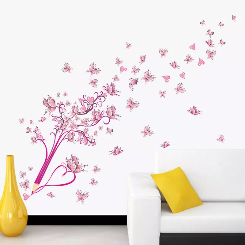 Pink Pencil Butterfly Flower Wall sticker for Bedroom living room background decoration Decals Mural Art Butterflies Stickers
Pink Pencil Butterfly Flower Wall sticker for Bedroom living room background decoration Decals Mural Art Butterflies Stickers