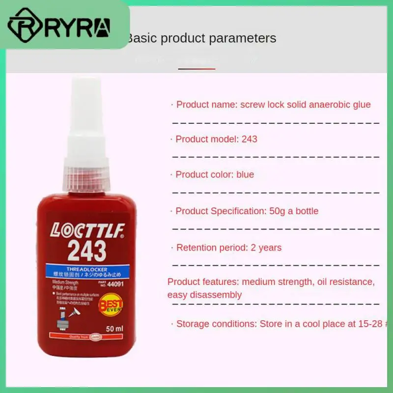243 Locking Adhesive Screw Locking Agent Threaded Nuts Metal Thread Seal Lock Glue Universal Anti-slip Accessories Tools 1pc
243 Locking Adhesive Screw Locking Agent Threaded Nuts Metal Thread Seal Lock Glue Universal Anti-slip Accessories Tools 1pc