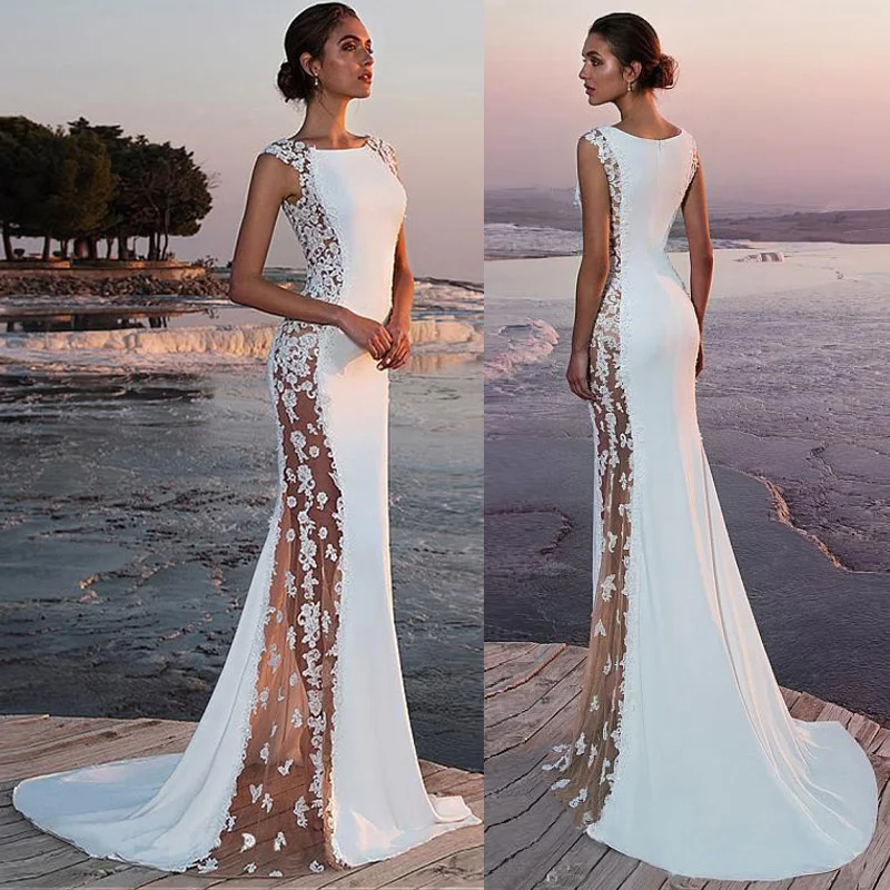Women's Slim Elastic Evening Dress Lace Stitching Super Long Dress Holiday Sexy Hollow Out Woman Party Dress
Women's Slim Elastic Evening Dress Lace Stitching Super Long Dress Holiday Sexy Hollow Out Woman Party Dress