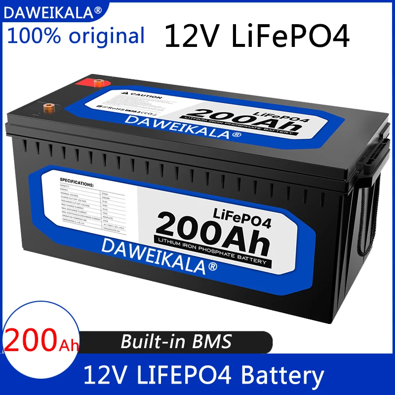 12V 200Ah Lithium Iron Phosphate Battery LiFePO4 Built-in BMS LiFePO4 Battery for Solar Power System RV House Trolling Motor
12V 200Ah Lithium Iron Phosphate Battery LiFePO4 Built-in BMS LiFePO4 Battery for Solar Power System RV House Trolling Motor