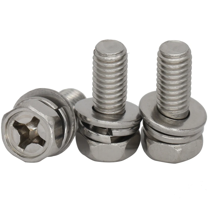 M3 M4 M5 M6 M8 M10 6mm 8mm 10mm 12mm to 60mm 304 Stainless Steel Phillips Cross Bolt Hexagon Spring Plain Washer Assembly Screw
M3 M4 M5 M6 M8 M10 6mm 8mm 10mm 12mm to 60mm 304 Stainless Steel Phillips Cross Bolt Hexagon Spring Plain Washer Assembly Screw