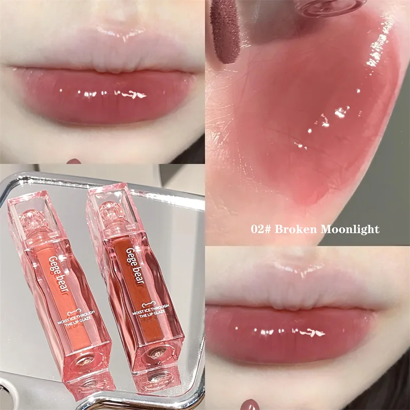 

Crystal-frozen Glossy Lip Glaze Cute Pink Bear Lip Gloss Glossy Mirror White Nude Lipstick Doodle Lip Makeup Korean Makeup Y2k