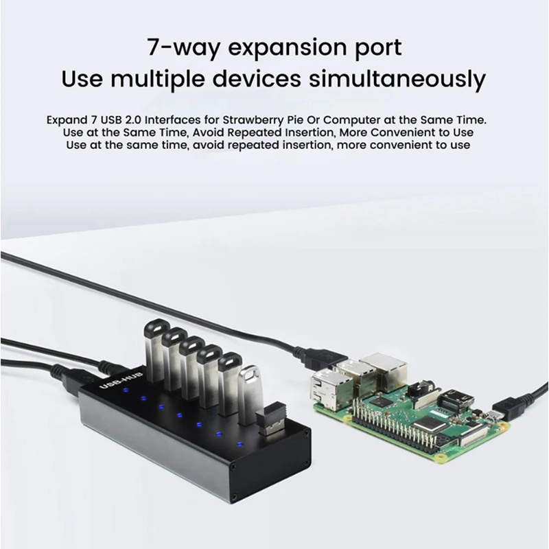 7-Way USB Hub Industrial-Grade USB2.0 Multi-Interface 480Mbps Expansion Hub Adapter+USB Cable +5V 4A Power Cord(US Plug)
7-Way USB Hub Industrial-Grade USB2.0 Multi-Interface 480Mbps Expansion Hub Adapter+USB Cable +5V 4A Power Cord(US Plug)