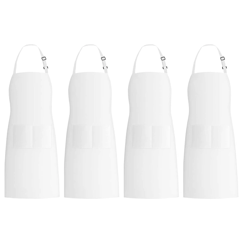 4 Pack Bib Aprons with 2 Pockets Adjustable Kitchen Cooking Chef Apron for Women & Men, White
4 Pack Bib Aprons with 2 Pockets Adjustable Kitchen Cooking Chef Apron for Women & Men, White