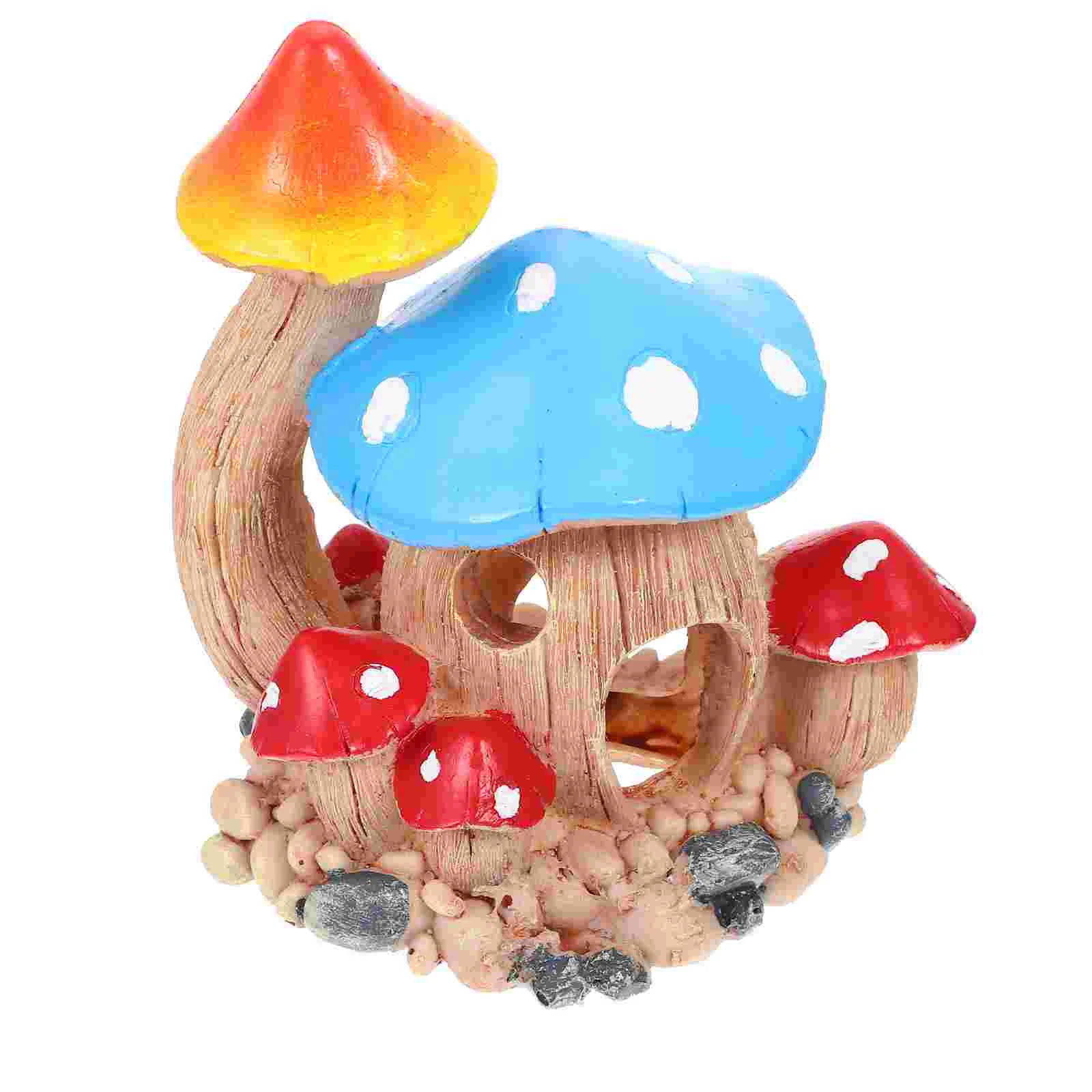 

Mushroom Decoration Fish Tank House Coraline Betta Reptile Accessories Houses Small Hideout Aquarium Decorations