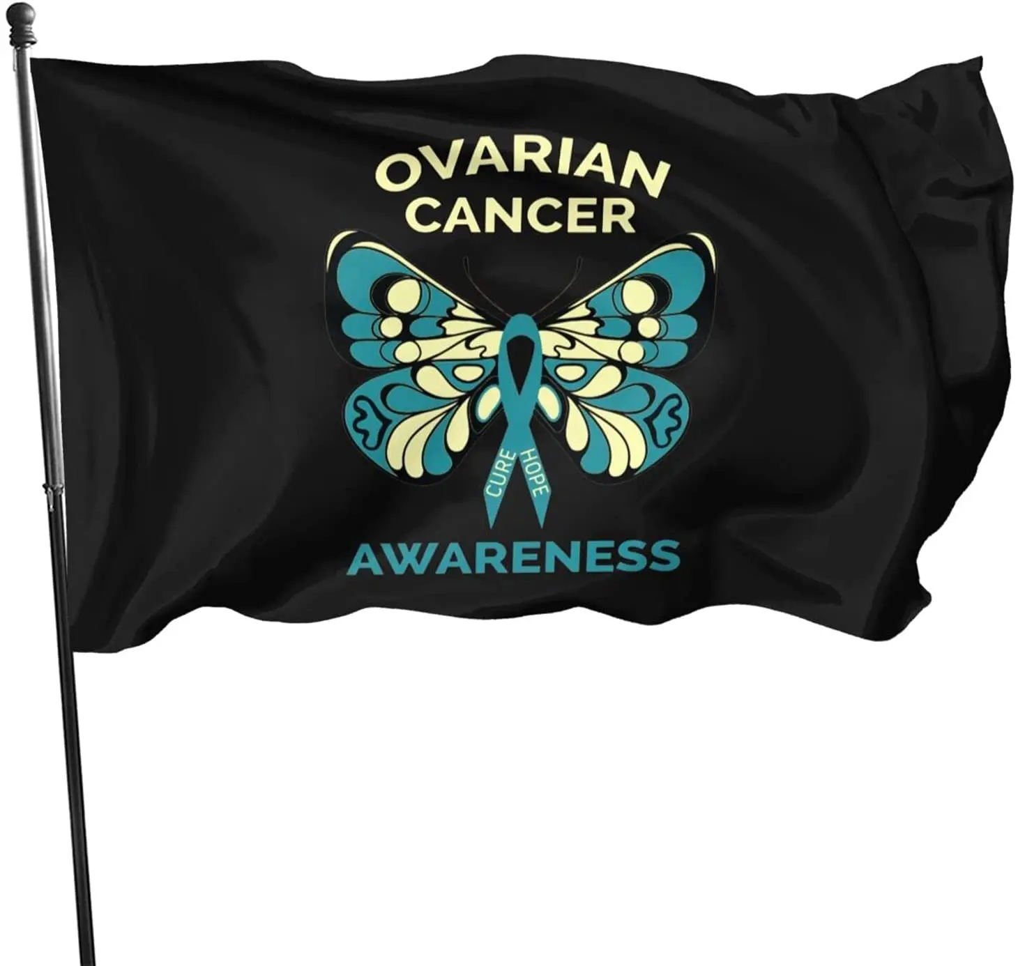 Ovarian Cancer Awareness Butterfly Teal Ribbon Flag 3' X 5' Indoor Outdoor Banner Home Garden Decoration
Ovarian Cancer Awareness Butterfly Teal Ribbon Flag 3' X 5' Indoor Outdoor Banner Home Garden Decoration