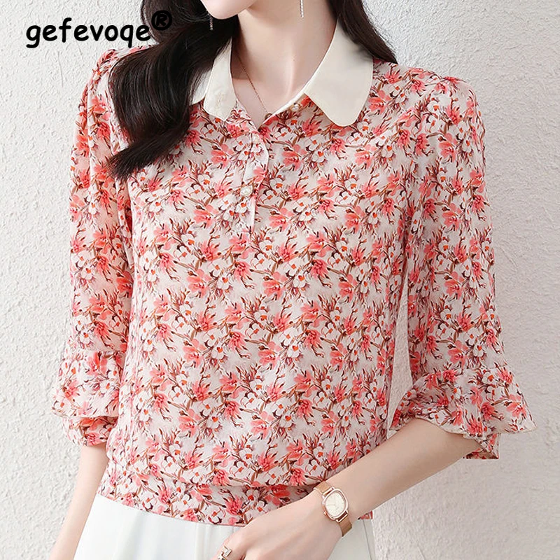 2022 Summer Women Vintage Floral Printed Loose Casual Buttons Blouse Shirt Elegant 3/4 Sleeve Lapel T-shirt Streetwear Pullover
2022 Summer Women Vintage Floral Printed Loose Casual Buttons Blouse Shirt Elegant 3/4 Sleeve Lapel T-shirt Streetwear Pullover