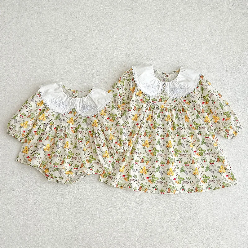 HoneyCherry Autumn New Baby Floral Bodysuit Girl Baby Lace Doll Collar Girl Dress Sister Dress Kids Dresses for Girls
HoneyCherry Autumn New Baby Floral Bodysuit Girl Baby Lace Doll Collar Girl Dress Sister Dress Kids Dresses for Girls