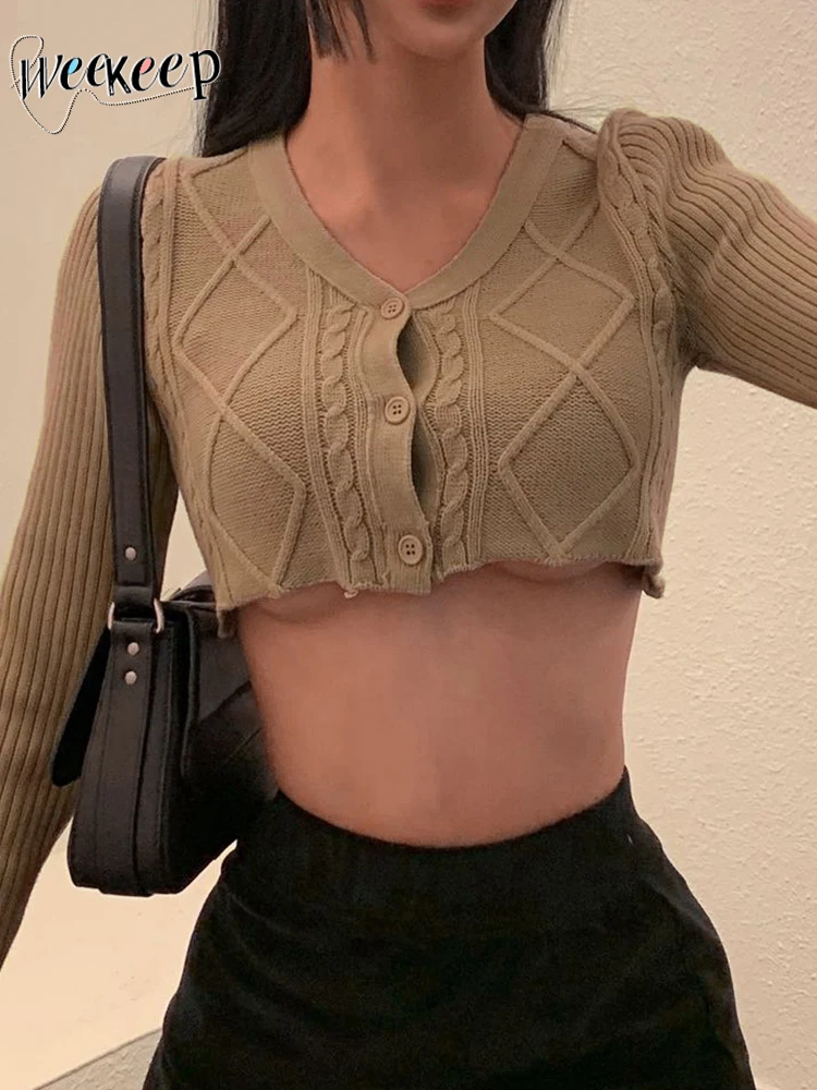 Weekeep Vintage Brown Crop Sweater Button Up Long Sleeve Slim Knit Jumper Women Grunge 2000s Fashion Streetwear Casual Cardigan
Weekeep Vintage Brown Crop Sweater Button Up Long Sleeve Slim Knit Jumper Women Grunge 2000s Fashion Streetwear Casual Cardigan