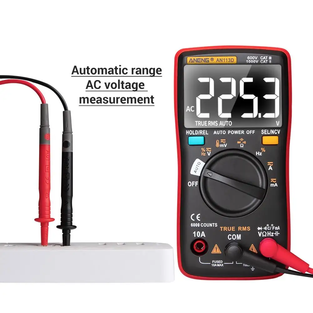 ANENG AN113D Digital Multimeter 6000 Counts Electrical Meter Transistor Tester Auto Rang AC/DC Voltage Process Calibrator
ANENG AN113D Digital Multimeter 6000 Counts Electrical Meter Transistor Tester Auto Rang AC/DC Voltage Process Calibrator