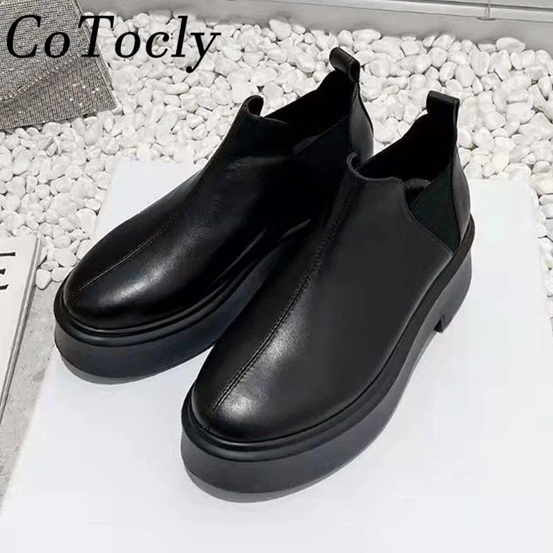 Genuine Leather Motorcycle Boots Women Black White Short Boots Female Flat Platform Shoes Women Thick Sole Ankle Boots For Women
Genuine Leather Motorcycle Boots Women Black White Short Boots Female Flat Platform Shoes Women Thick Sole Ankle Boots For Women