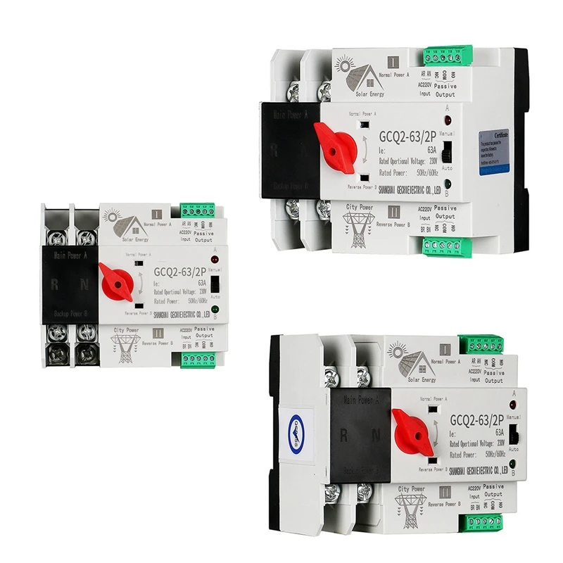 AT35 Photovoltaic Solar Power ATS Automatic Transfer Switch Din Rail 2P AC220V ATS PV System Power To City Power 
AT35 Photovoltaic Solar Power ATS Automatic Transfer Switch Din Rail 2P AC220V ATS PV System Power To City Power