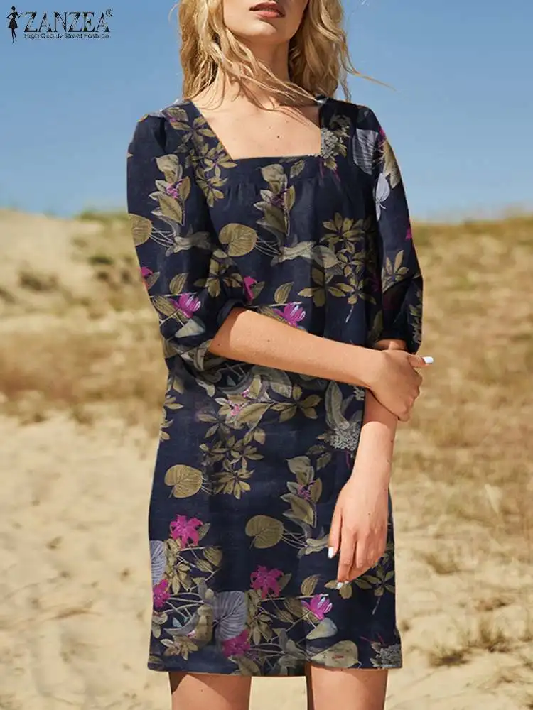 Vintage Square Neck 3/4 Sleeve Party Sundress 2022 ZANZEA Summer Women Bohemian Floral Printed Dress Beach Mini Vestidos Robes
Vintage Square Neck 3/4 Sleeve Party Sundress 2022 ZANZEA Summer Women Bohemian Floral Printed Dress Beach Mini Vestidos Robes