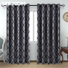 Geometric European Jacquard Curtain for Living Room Cross Checkered Fabric Kitchen Bedroom Window Blinds Drapes 1PC