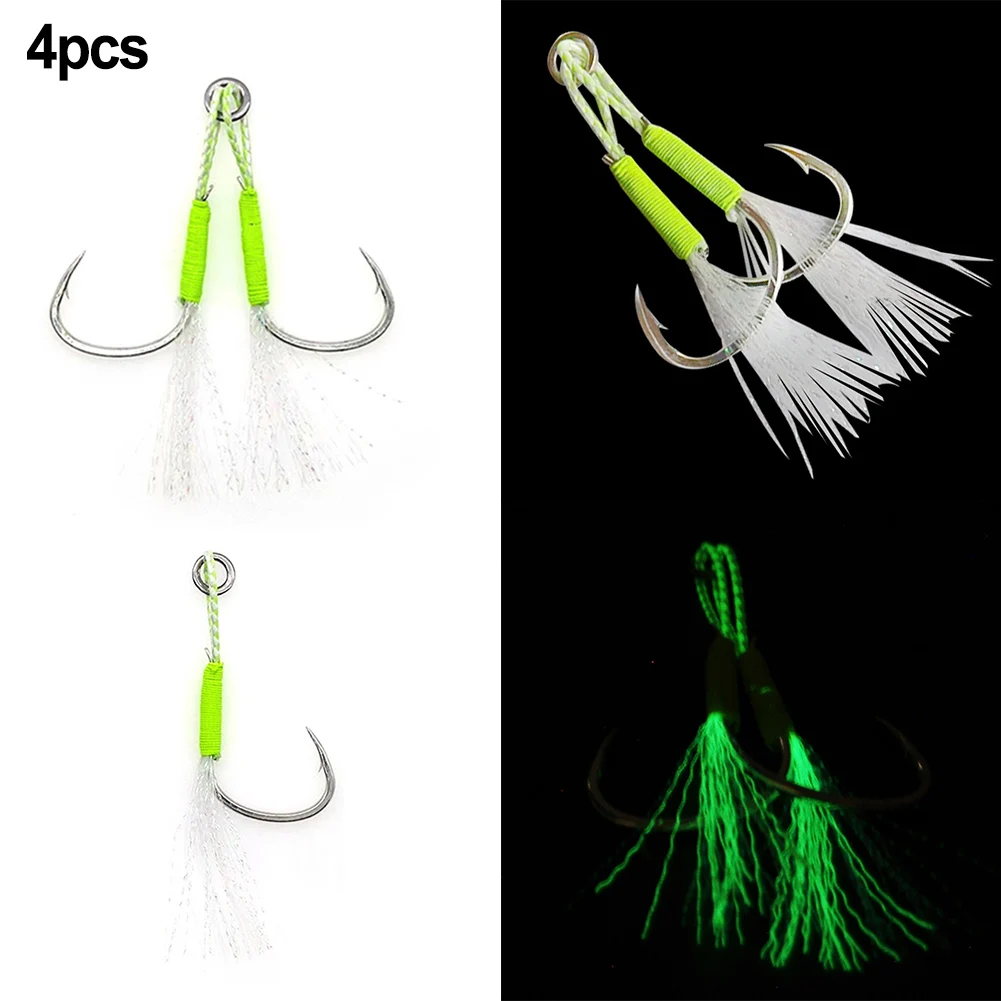 4pcs Fly Fishing Hook With Luminous Fishing Hook Cast Jig Assist Hook Barbed Single Hooks For Sea Fishing Accessories
4pcs Fly Fishing Hook With Luminous Fishing Hook Cast Jig Assist Hook Barbed Single Hooks For Sea Fishing Accessories