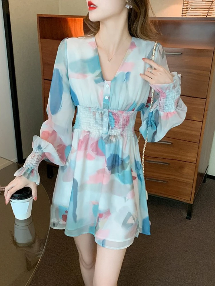 French Floral One Piece Dress Female Chiffon Mini Sexy Gentle Sweet First Love Style Elegant Dresses Women 2022 Summer Stylish 
French Floral One Piece Dress Female Chiffon Mini Sexy Gentle Sweet First Love Style Elegant Dresses Women 2022 Summer Stylish