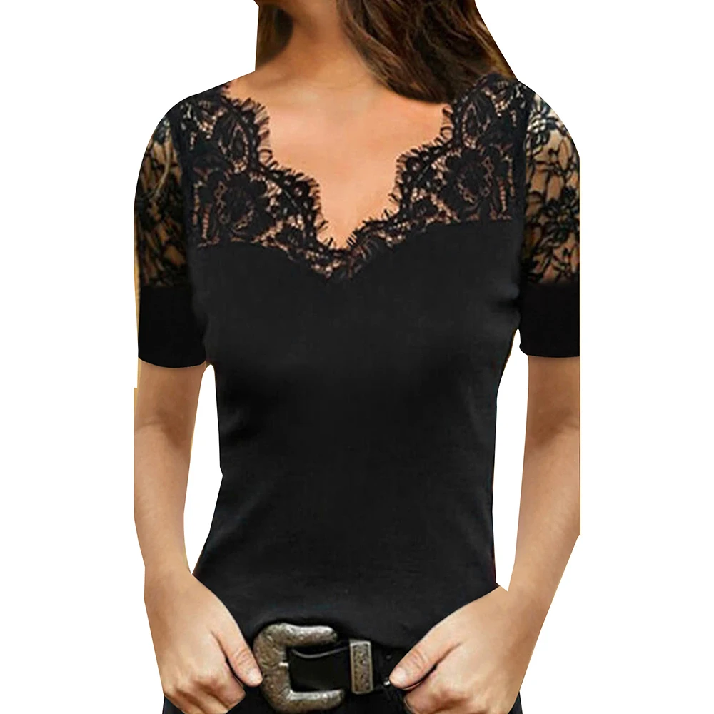 Personality Fashion Women Ruffles V Neck T Shirts Summer Short Sleeve Lace Patchwork Slim Tunic Tee Tops Y2K Clothes Vintage Top
Personality Fashion Women Ruffles V Neck T Shirts Summer Short Sleeve Lace Patchwork Slim Tunic Tee Tops Y2K Clothes Vintage Top