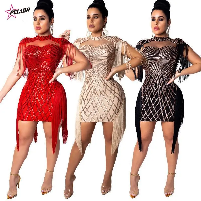 

Summer Women Sexy NightClud Cold Shoulder Overlay Asymmetric Chiffon Strapless Sequins Mini Party Robe Femme Female robe Dress