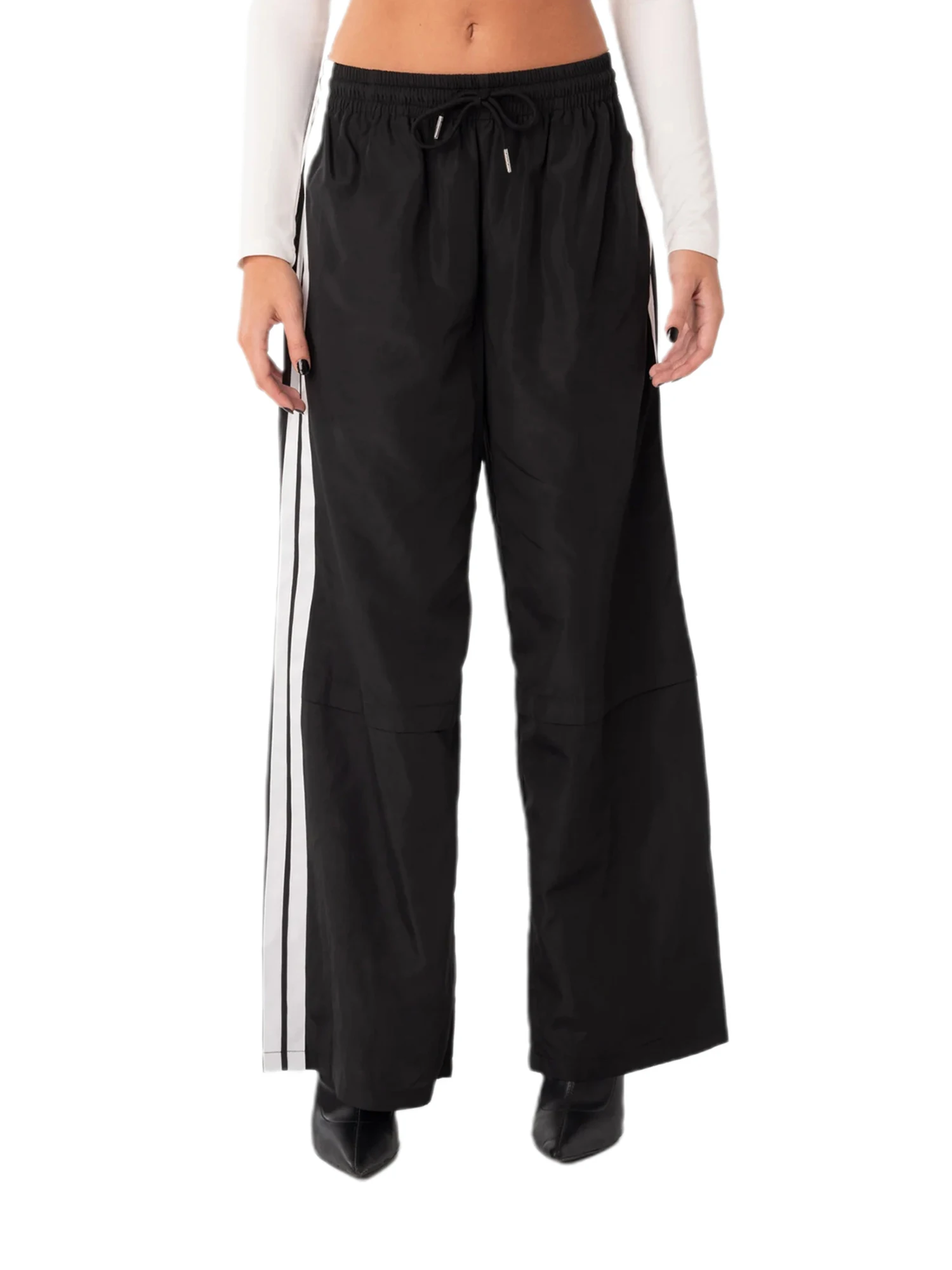 

Yoskog Pantalones casuales para mujer con cordón elástico en la cintura a rayas pantalones largos sueltos ropa de calle