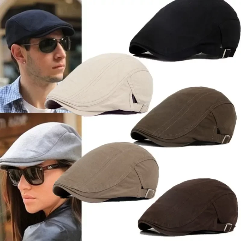 

Men Berets Street Newsboy Hat Spring Autumn Winter Retro British Beret Hats Men Peaked Painter Caps Forward Gatsby Cabbie Hats