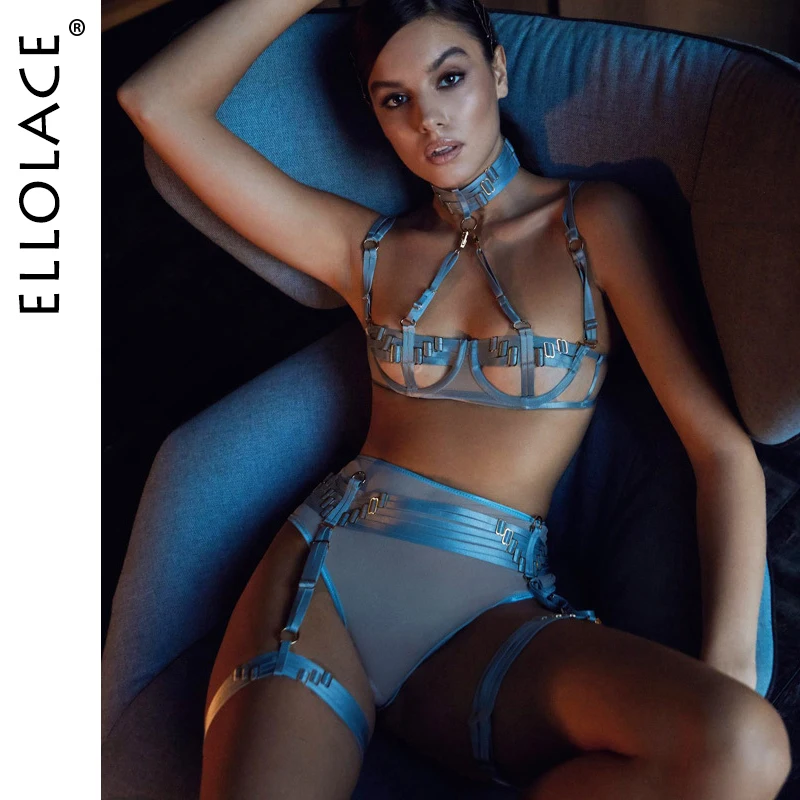

Ellolace Open Bra Lingerie Fetish Uncensored Hot Sexy Underwear Erotic Luxury Bilizna Sets Sky Blue Push Naughty Naked Outfit