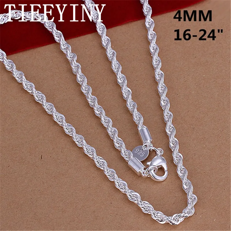 TIEEYINY 16-24inch For Women Men Beautiful Fashion 925 Silver Charm 4MM Rope Chain Necklace Fit Pendant High Quality Jewelry
TIEEYINY 16-24inch For Women Men Beautiful Fashion 925 Silver Charm 4MM Rope Chain Necklace Fit Pendant High Quality Jewelry