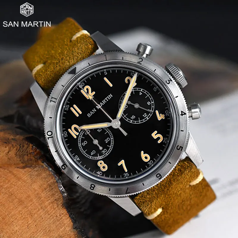San Martin Classic Retro Pilot VK64 Chronograph Mens Quartz Watch Bidirectional Bezel Business Vintage Waterproof Luminous Clock
San Martin Classic Retro Pilot VK64 Chronograph Mens Quartz Watch Bidirectional Bezel Business Vintage Waterproof Luminous Clock
