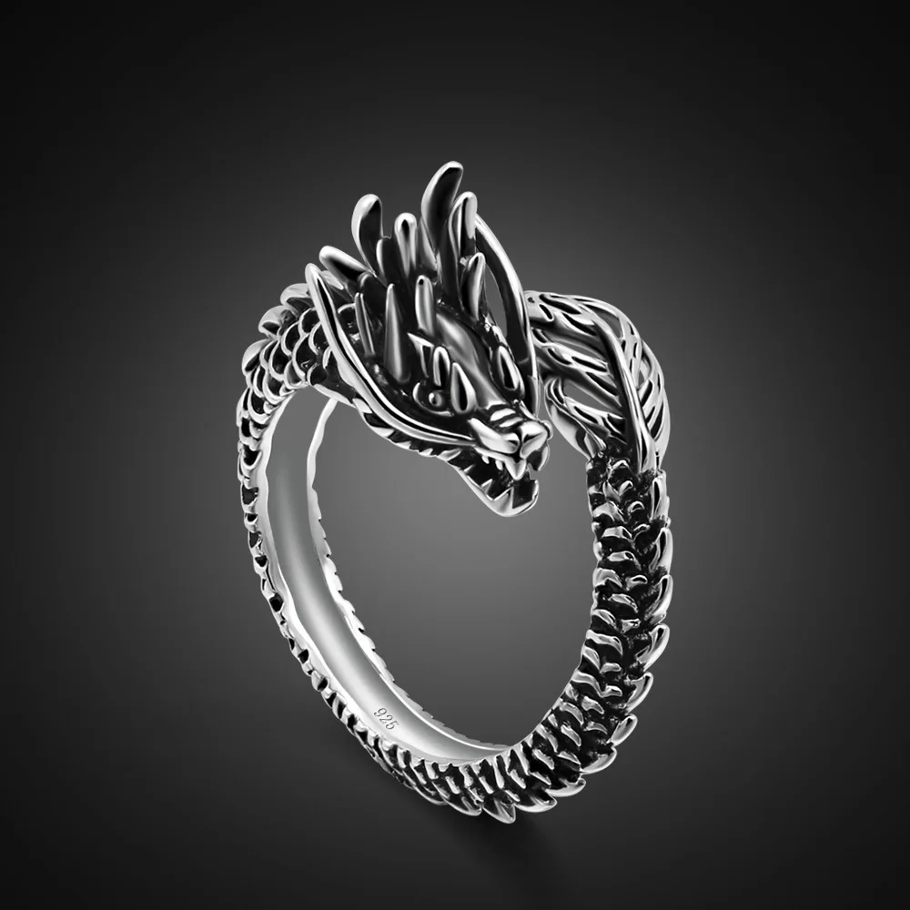 Chinese Style Vintage 925 Sterling Silver Ring Special Dragon Ring 100% Original Silver Open Free Adjustment Fine Jewelry
Chinese Style Vintage 925 Sterling Silver Ring Special Dragon Ring 100% Original Silver Open Free Adjustment Fine Jewelry