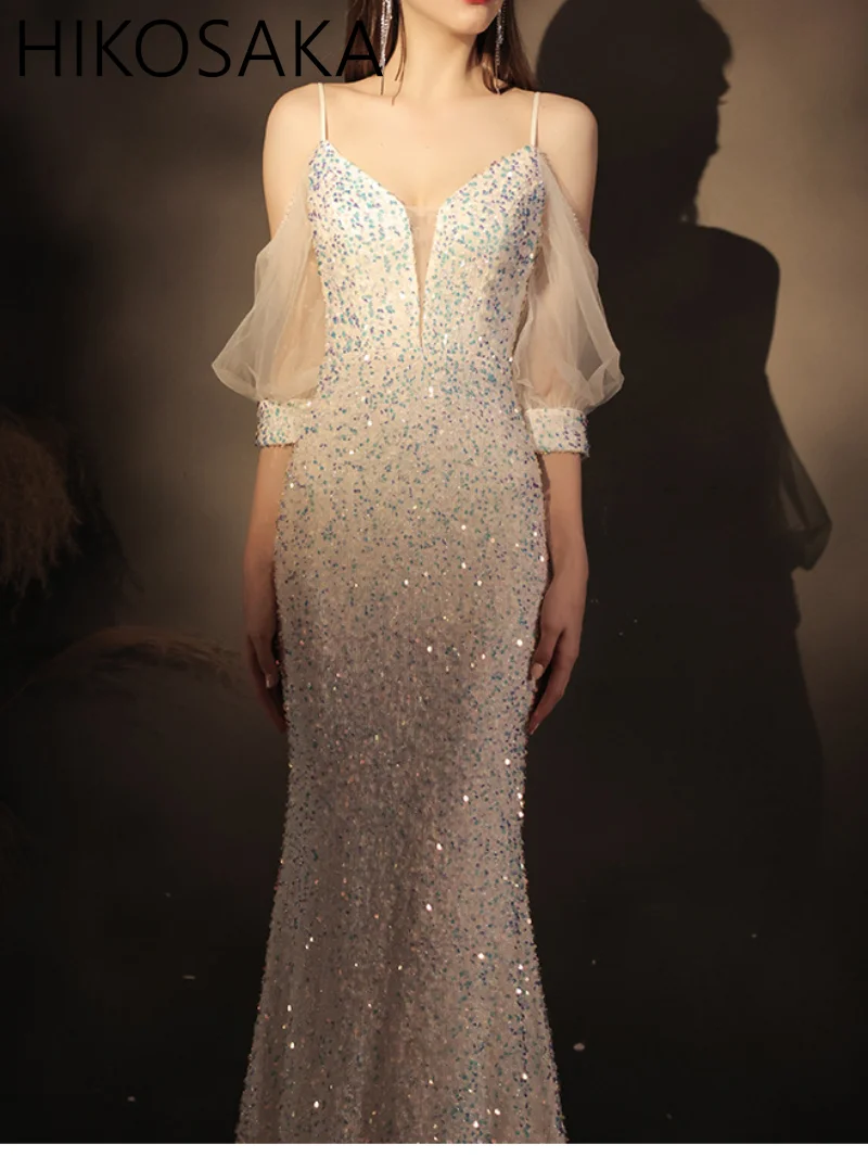 Sequined Mermaid Wedding Dress Mesh Spliced Long Cultivate One's Morality Toast Appreciation Banquet Host Evening Dress Female
Sequined Mermaid Wedding Dress Mesh Spliced Long Cultivate One's Morality Toast Appreciation Banquet Host Evening Dress Female