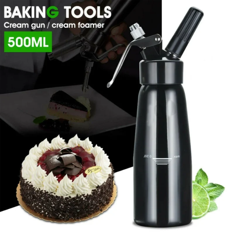 500ml Aluminum Alloy Cream Gun Chantilly Siphon Whipped Cream Dispenser Cream Foaming Gun Kitchen Accessories Tools + Nozzle
500ml Aluminum Alloy Cream Gun Chantilly Siphon Whipped Cream Dispenser Cream Foaming Gun Kitchen Accessories Tools + Nozzle