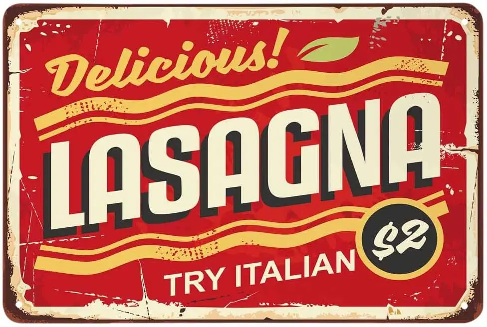 

Жестяной знак для лазаньи, попробуйте итальянскую вкусную еду, винтажные металлические жестяные знаки для кафе, баров, пабов, магазинов, настенные декоративные забавные Ретро знаки