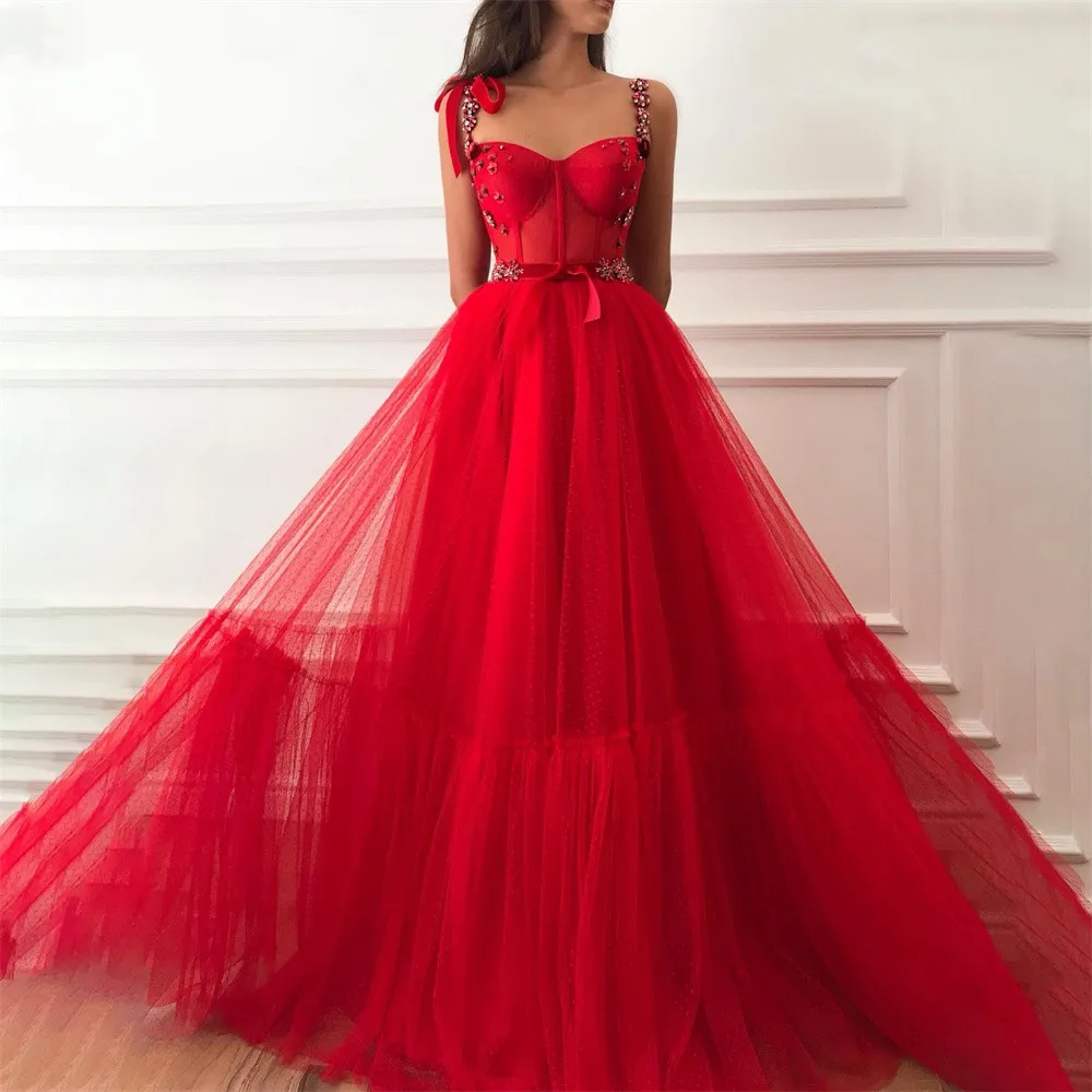 Sexy Red A-Line Tulle Prom Dresses for Women Sweetheart Floor Length Beading Sleeveless Formal Party Dress/Evening Dress
Sexy Red A-Line Tulle Prom Dresses for Women Sweetheart Floor Length Beading Sleeveless Formal Party Dress/Evening Dress